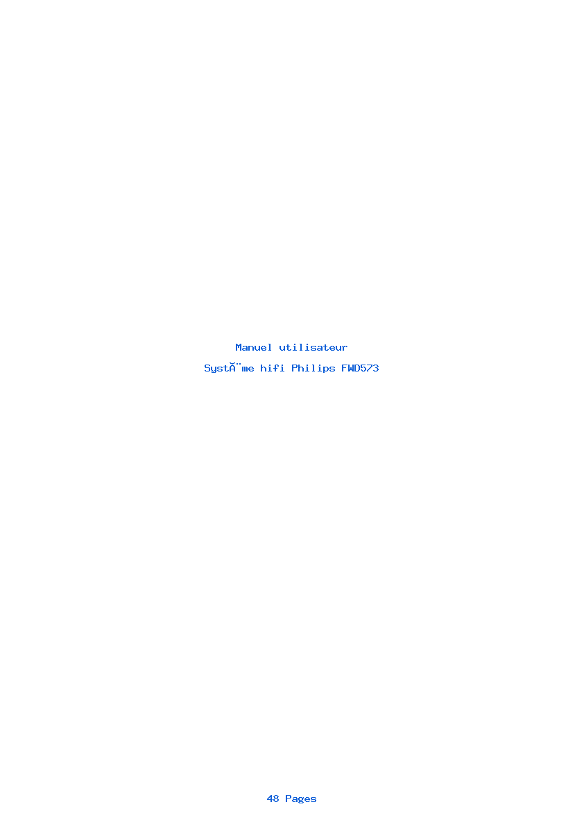 Page 1 de la notice Manuel utilisateur Philips FWD573