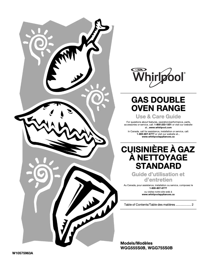 Page 1 de la notice Manuel d'utilisation et d'entretien Whirlpool WGG755S0BS