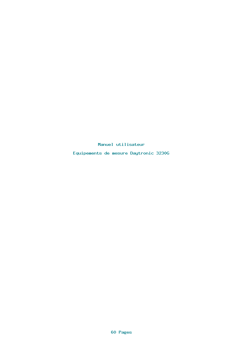 Page 1 de la notice Manuel utilisateur Daytronic 3230G