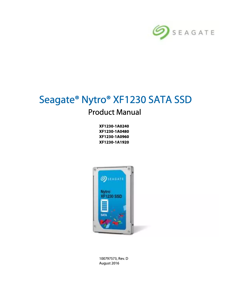 Page 1 de la notice Manuel utilisateur Seagate Nytro XF1230