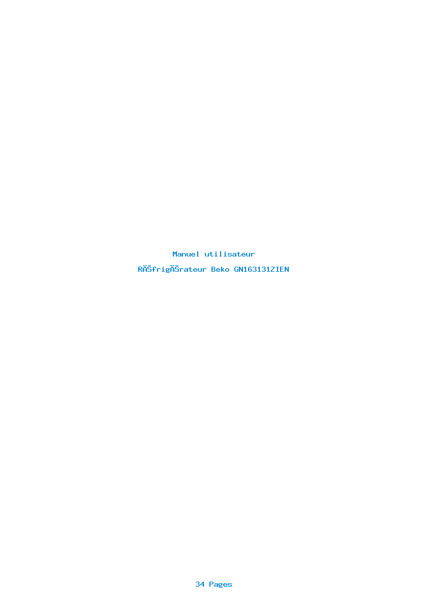 Page 1 de la notice Manuel utilisateur Beko GN163131ZIEN
