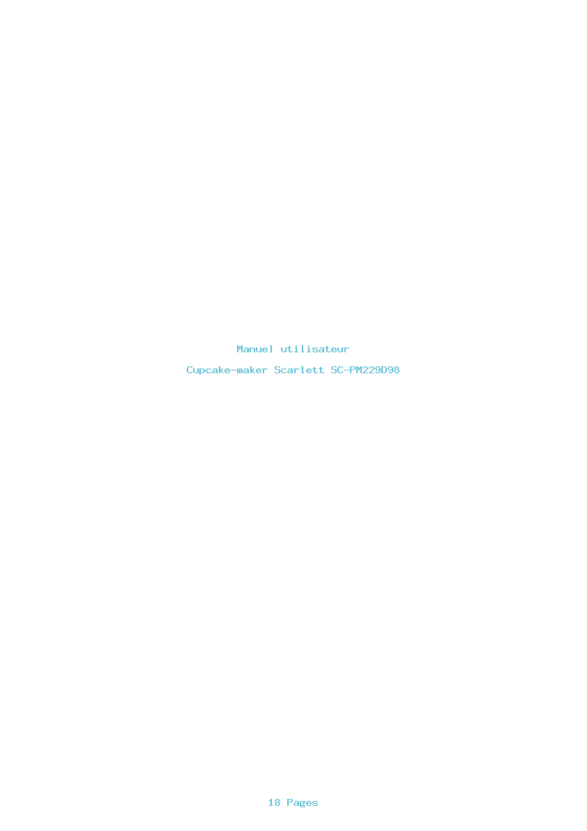 Page 1 de la notice Manuel utilisateur Scarlett SC-PM229D98