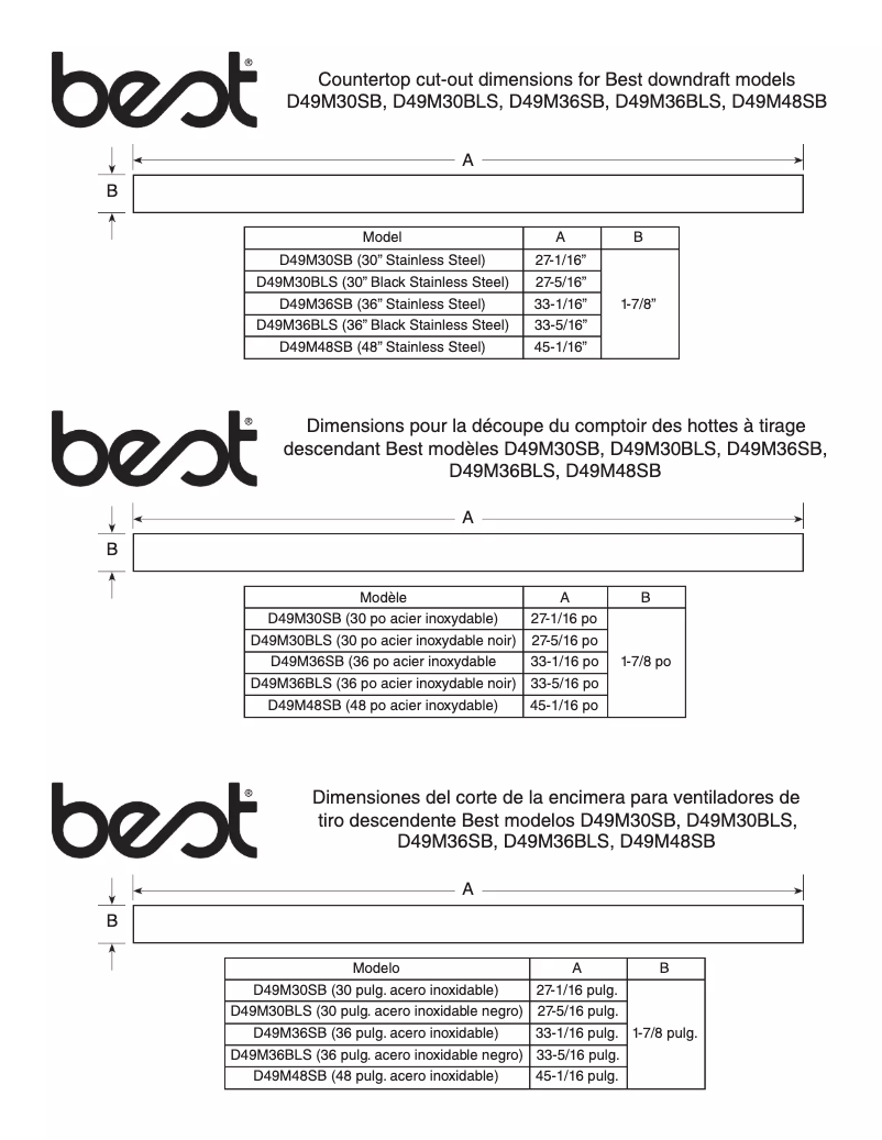 Page 1 de la notice Dessin technique Best D49M36SB