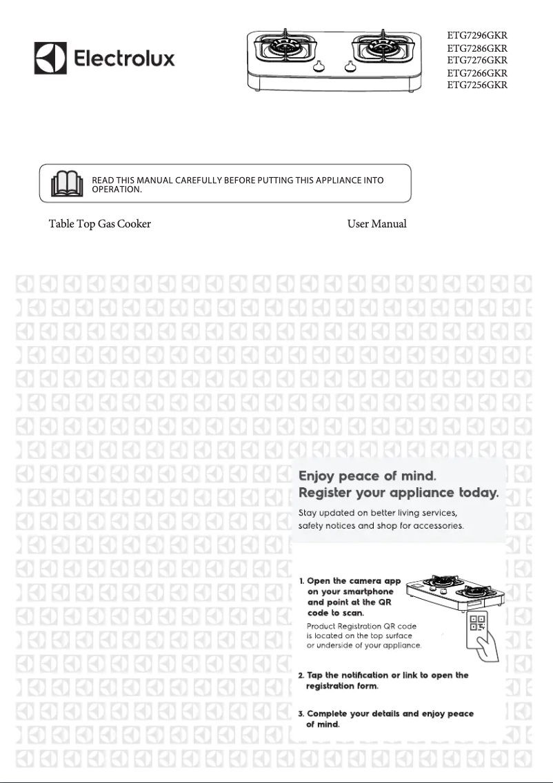Page 1 de la notice Manuel utilisateur Electrolux ETG7276GKR