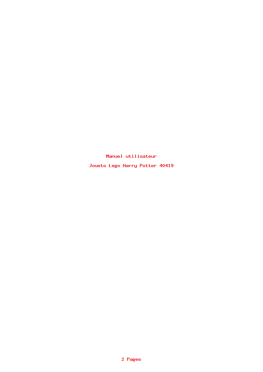 Page 1 de la notice Manuel utilisateur Lego Harry Potter 40419