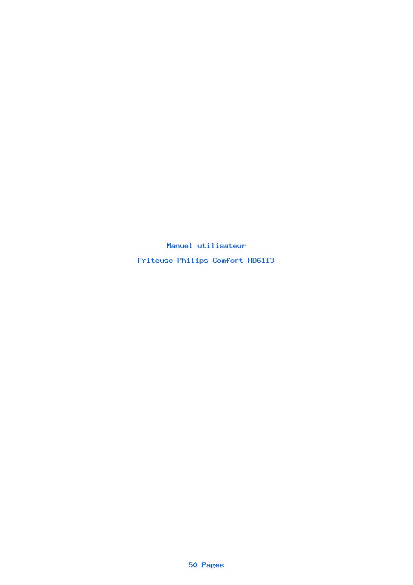 Page 1 de la notice Manuel utilisateur Philips Comfort HD6113
