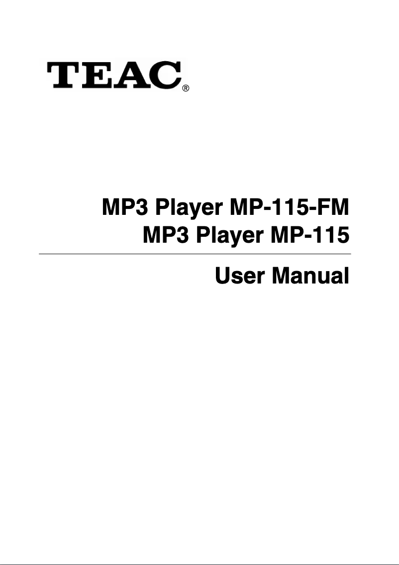 Page 1 de la notice Manuel utilisateur Teac MP-115