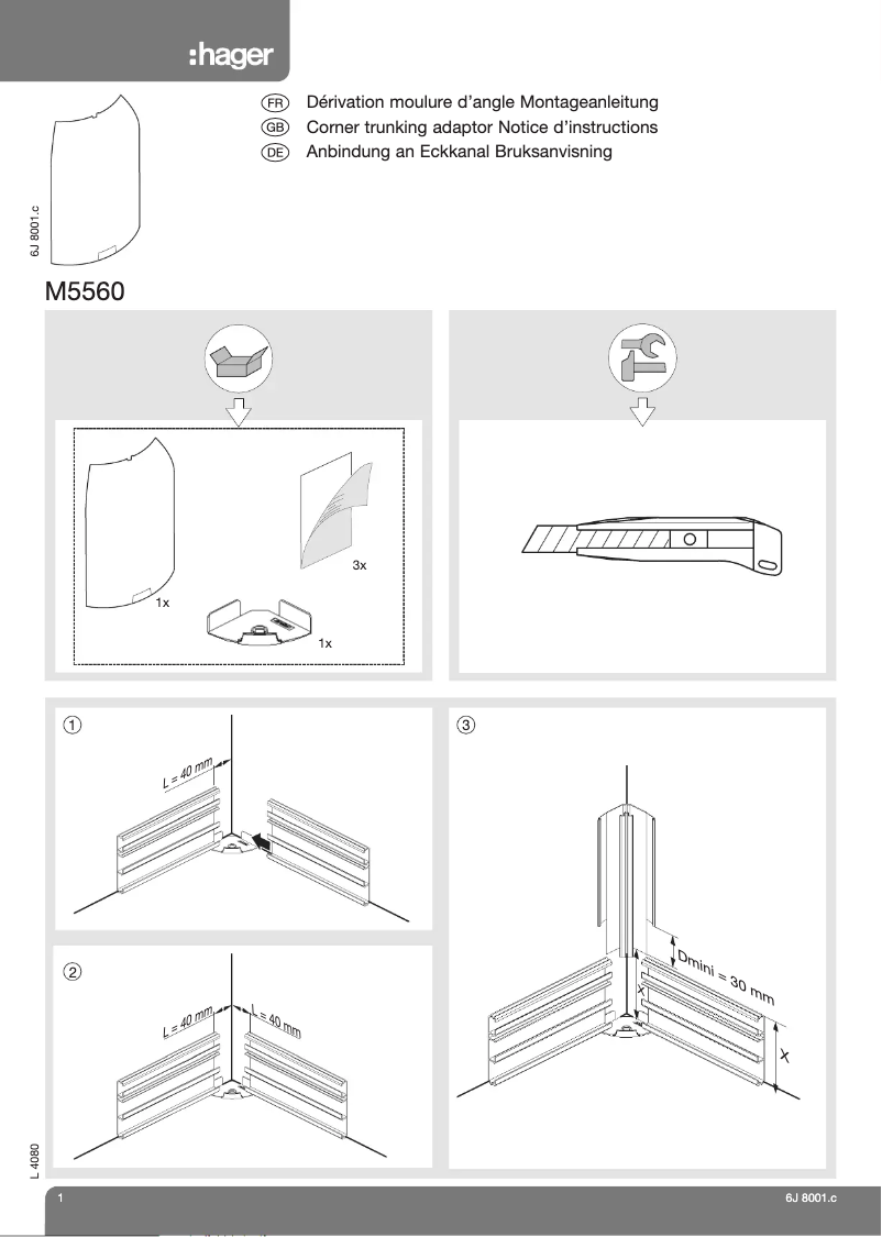 Page 1 of the manual User Manual Hager SL20115819016