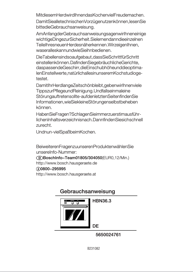 Page 1 de la notice Manuel utilisateur Bosch HBN3623