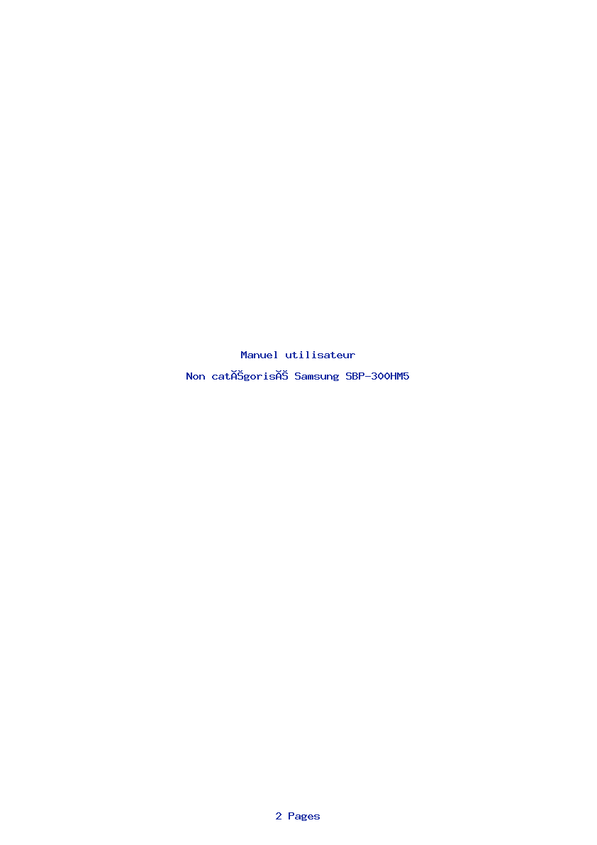 Page 1 de la notice Manuel utilisateur Samsung SBP-300HM5