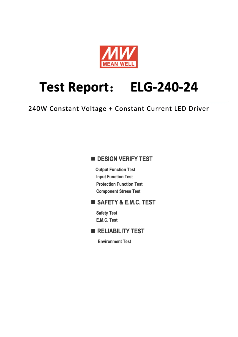 Page 1 de la notice Fiche technique Mean Well ELG-240-24