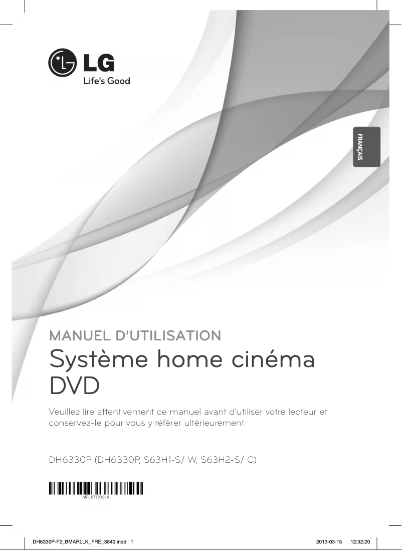 Page 1 de la notice Manuel utilisateur LG DH6330P