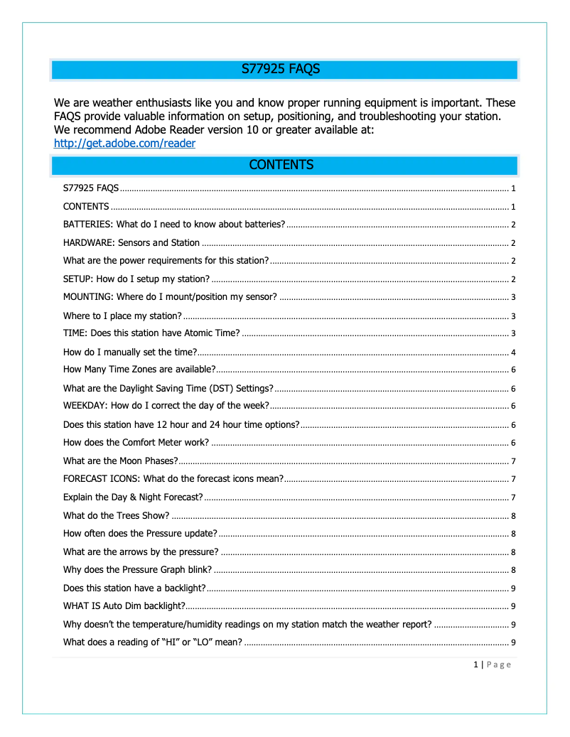 Page 1 de la notice FAQ La Crosse Technology S77925