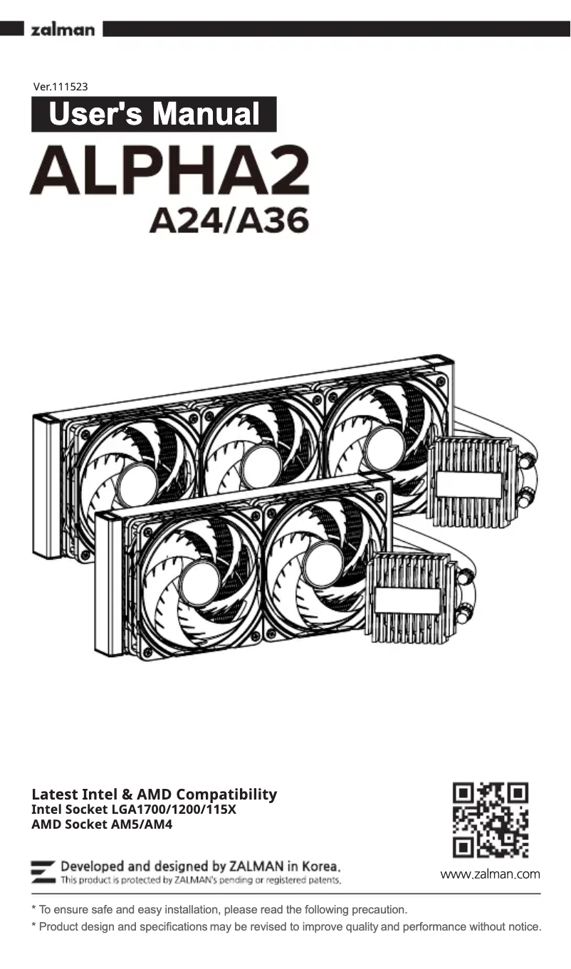 Page 1 de la notice Manuel utilisateur Zalman ALPHA2 A36