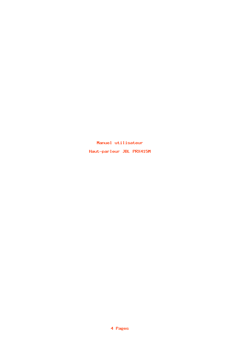 Page 1 de la notice Manuel utilisateur JBL PRX415M