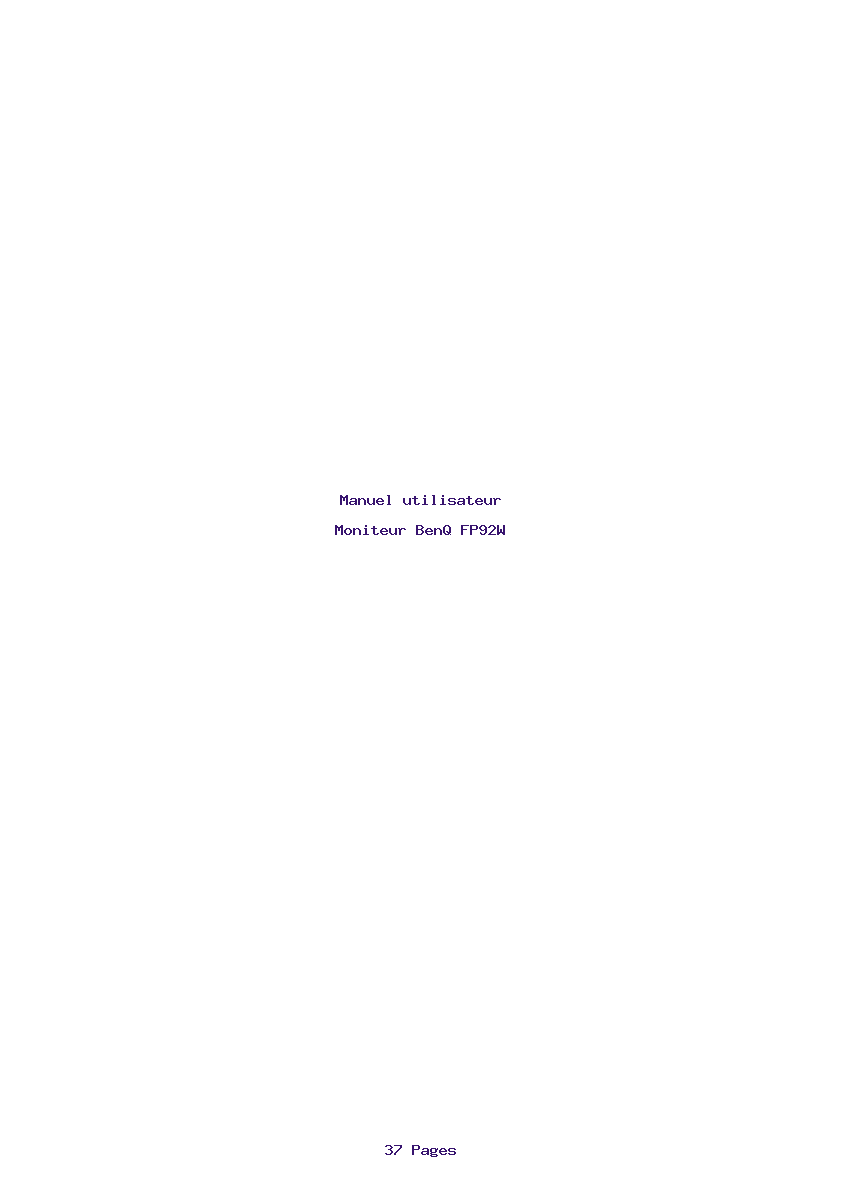 Page 1 de la notice Manuel utilisateur BenQ FP92W