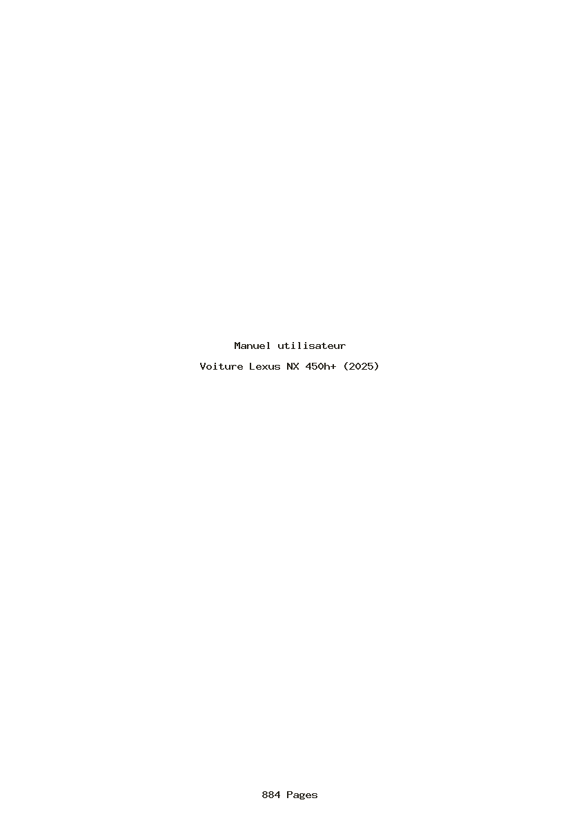 Page 1 de la notice Manuel utilisateur Lexus NX 450h+ (2025)