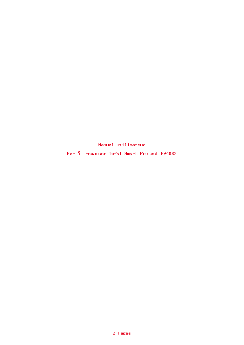 Page 1 de la notice Manuel utilisateur Tefal Smart Protect FV4982