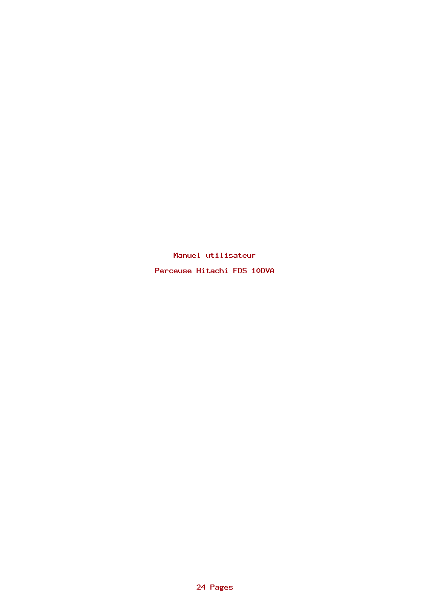 Page 1 de la notice Manuel utilisateur Hitachi FDS 10DVA