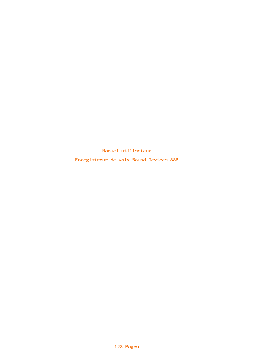 Page 1 de la notice Manuel utilisateur Sound Devices 888