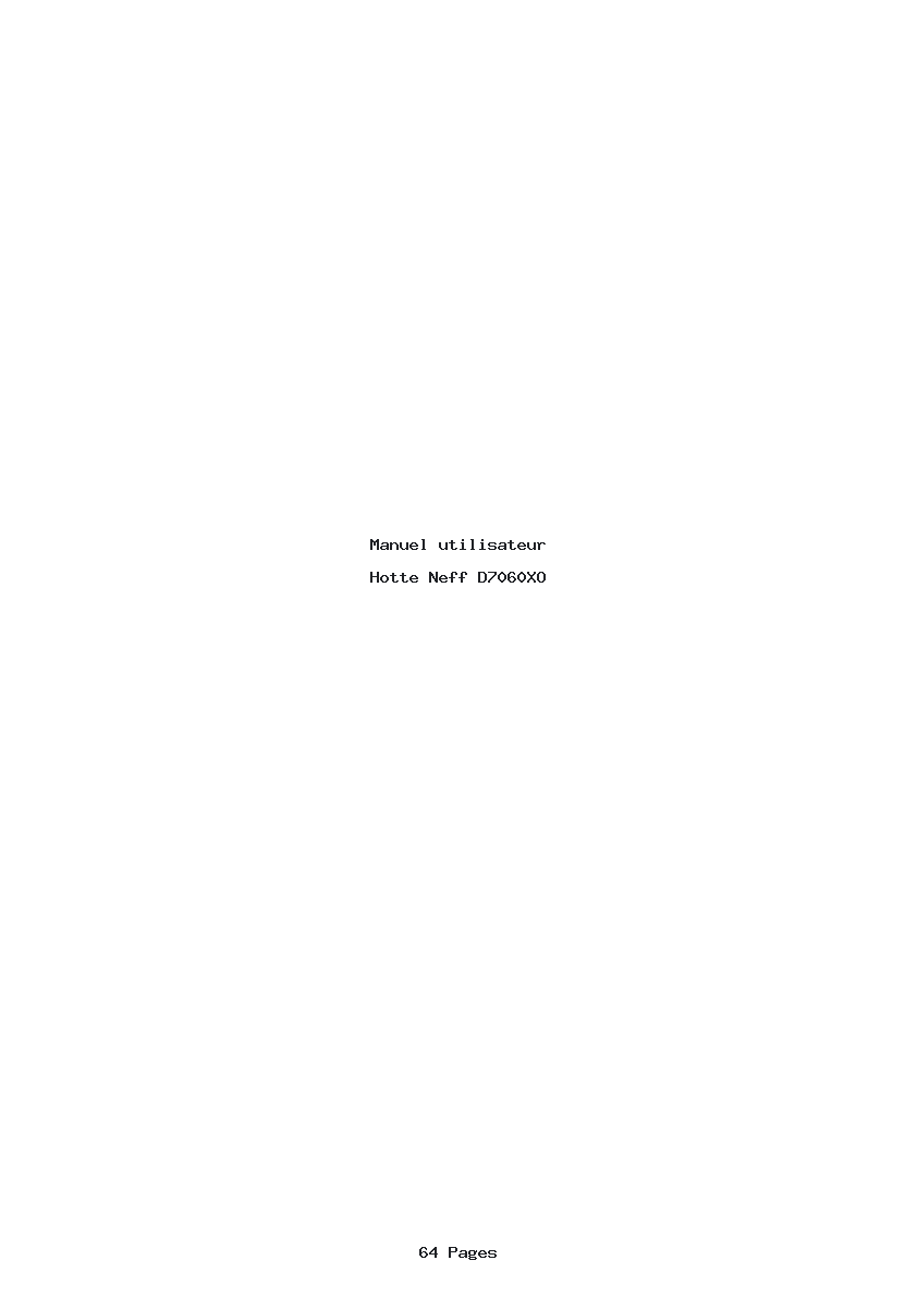 Page 1 de la notice Manuel utilisateur Neff D7060XO