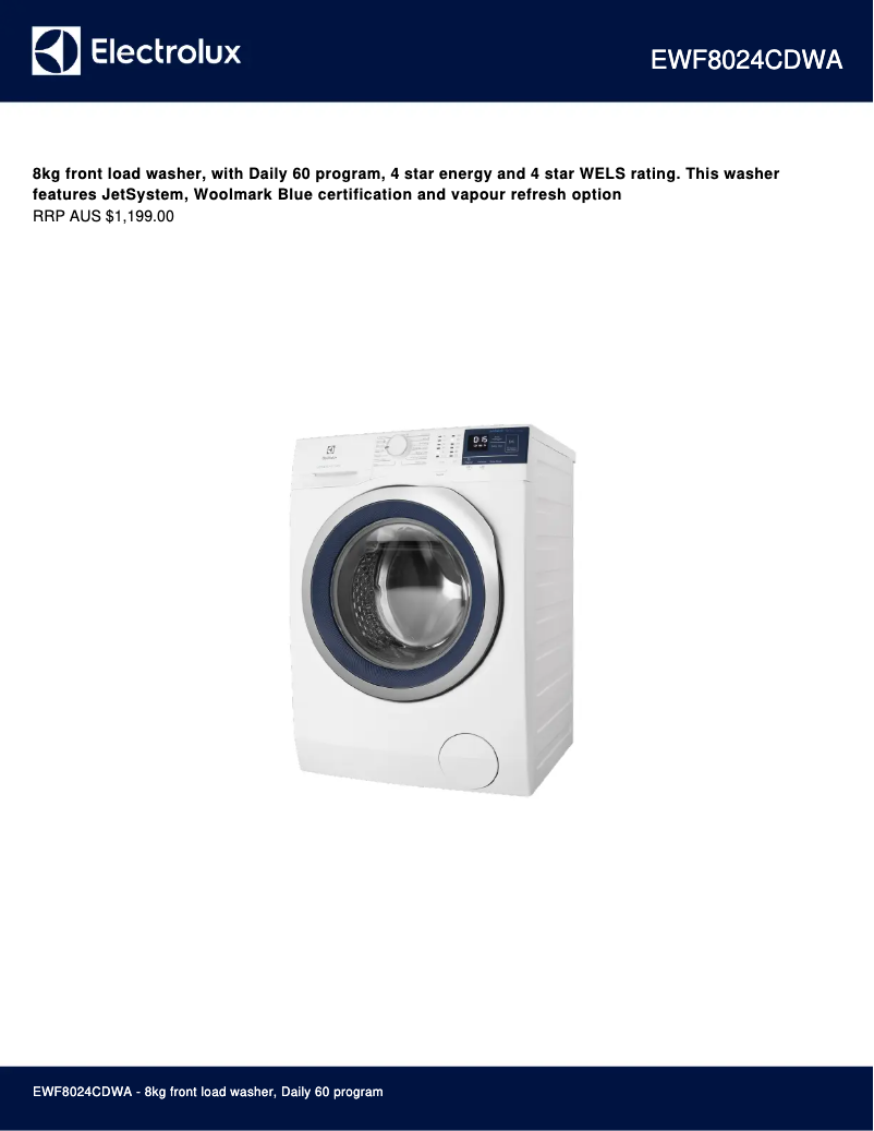 Página 1 del manual Ficha técnica Electrolux EWF8024CDWA