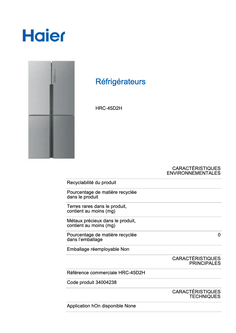 Página 1 del manual Manual de usuario Haier HRC-45D2H