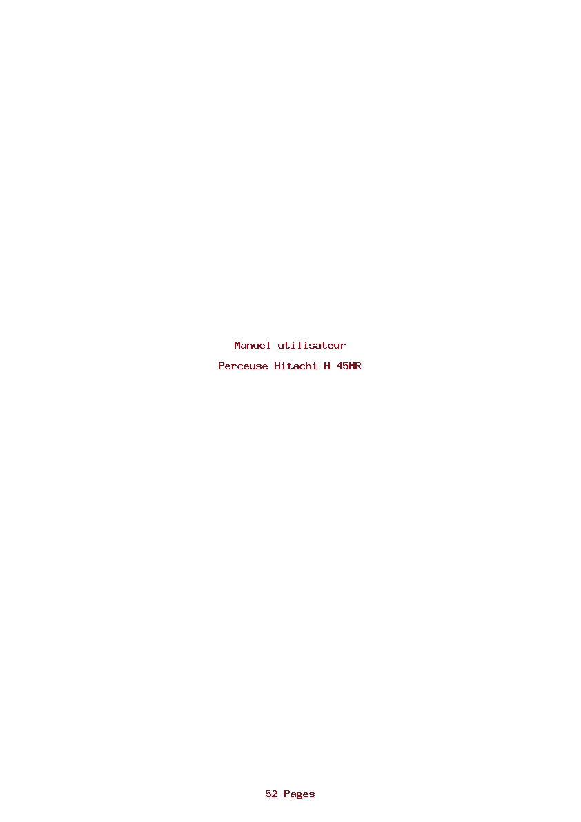 Page 1 de la notice Manuel utilisateur Hitachi H 45MR