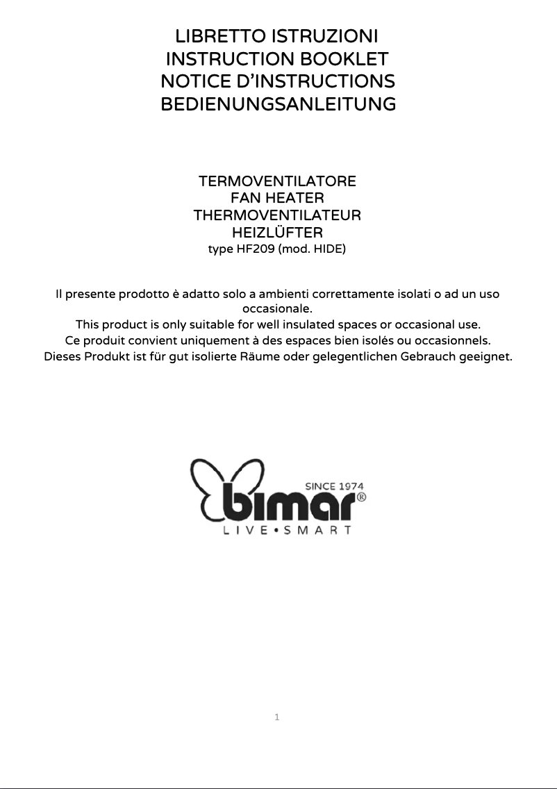 Page 1 de la notice Manuel utilisateur Bimar HF209