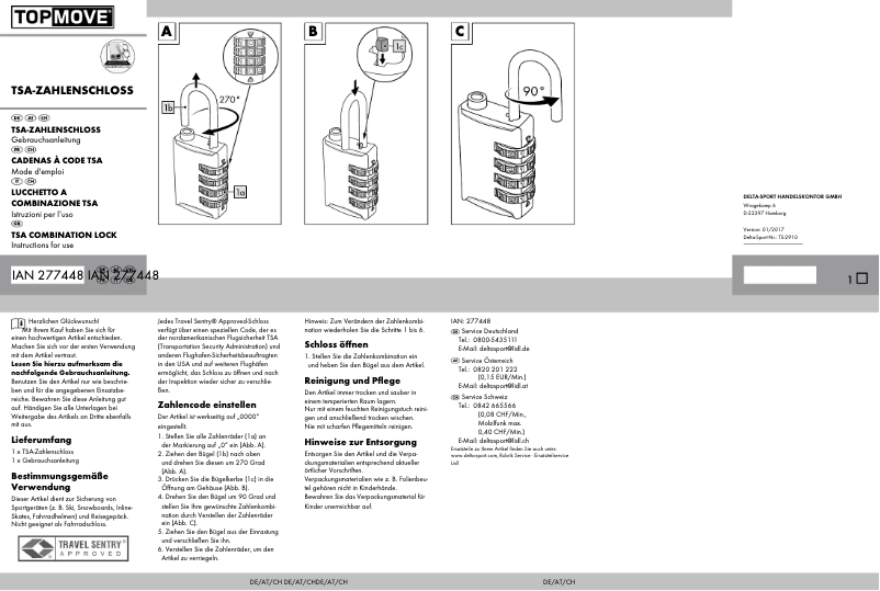 Page 1 de la notice Manuel utilisateur Topmove IAN 277448