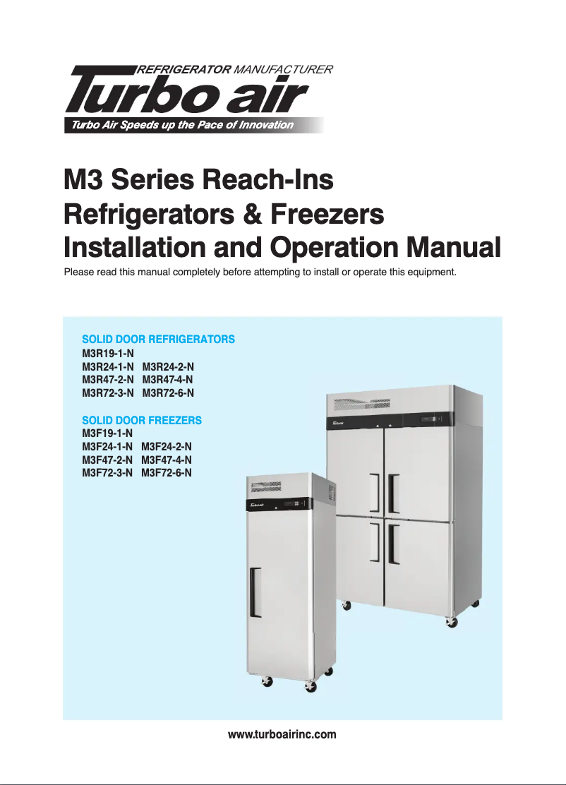 Página 1 del manual Manual de usuario Turbo air M3R19-1