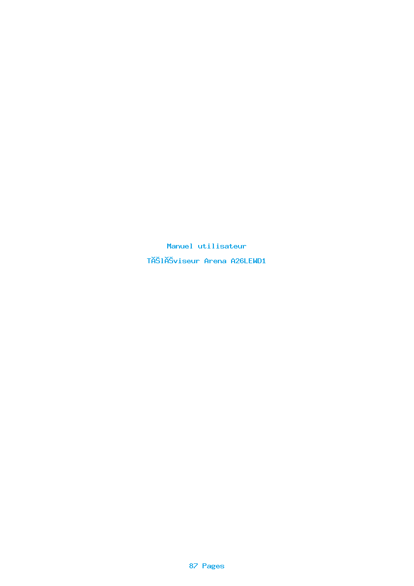 Page 1 de la notice Manuel utilisateur Arena A26LEWD1