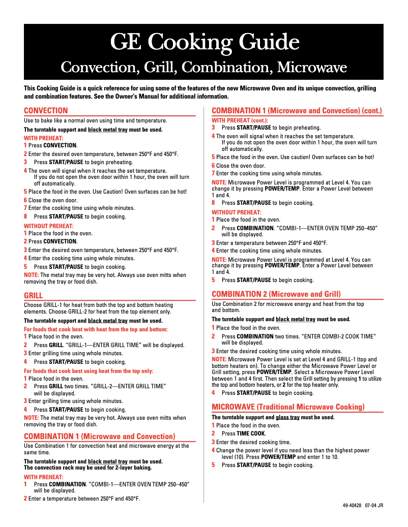 Page 1 of the manual Installation Guide GE JES1290BJ