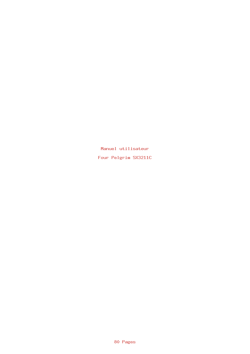 Page 1 de la notice Manuel utilisateur Pelgrim SX3211C