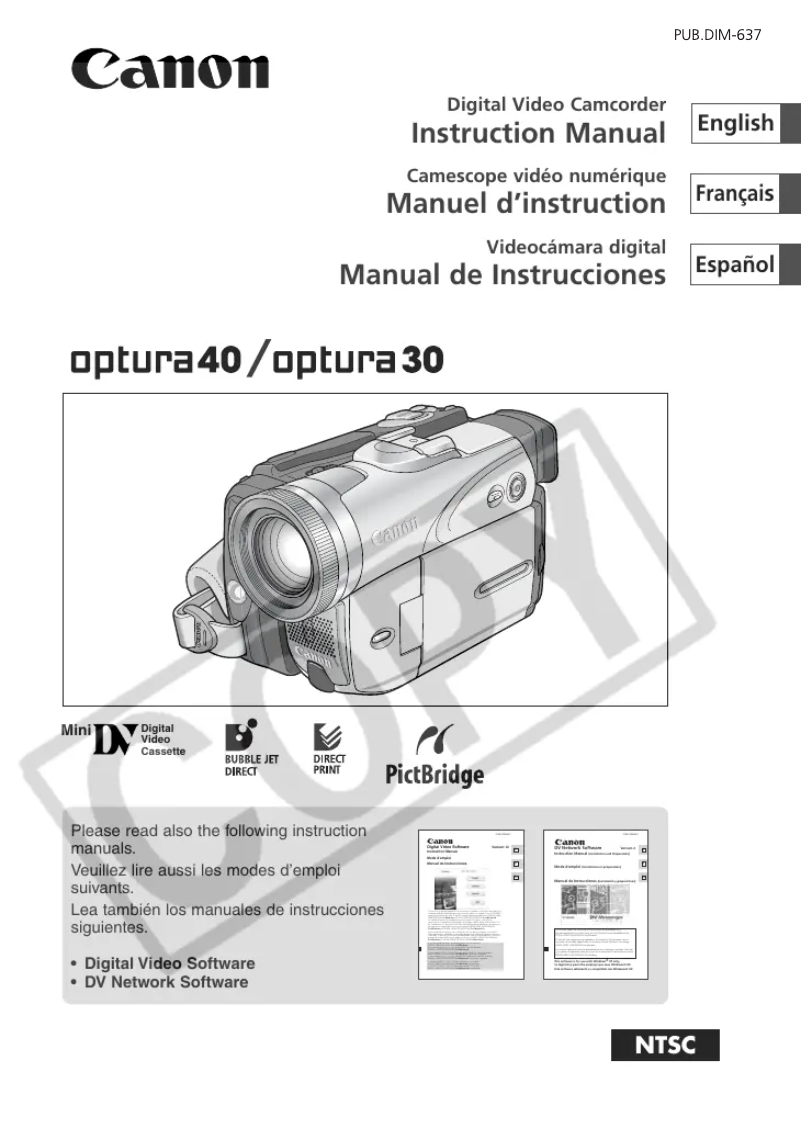 Page 1 de la notice Manuel utilisateur Canon Optura 30