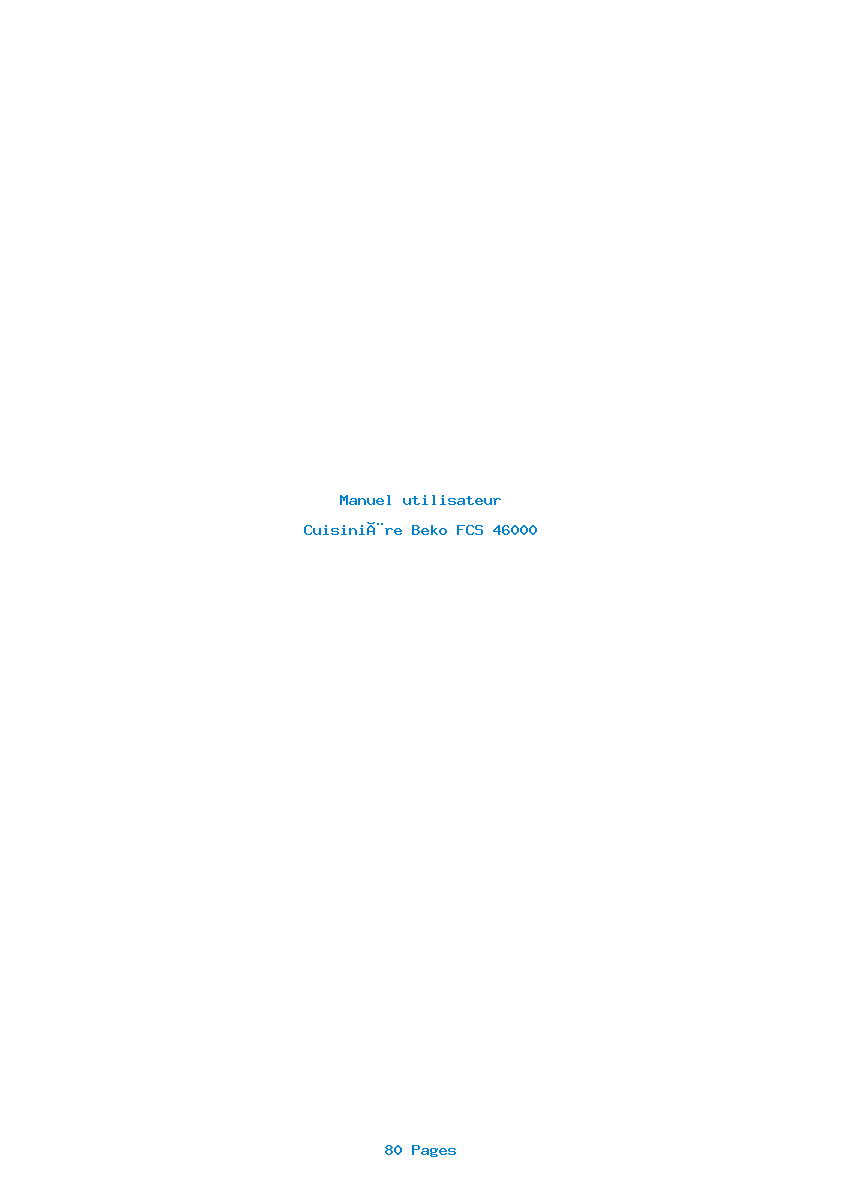 Page 1 de la notice Manuel utilisateur Beko FCS 46000
