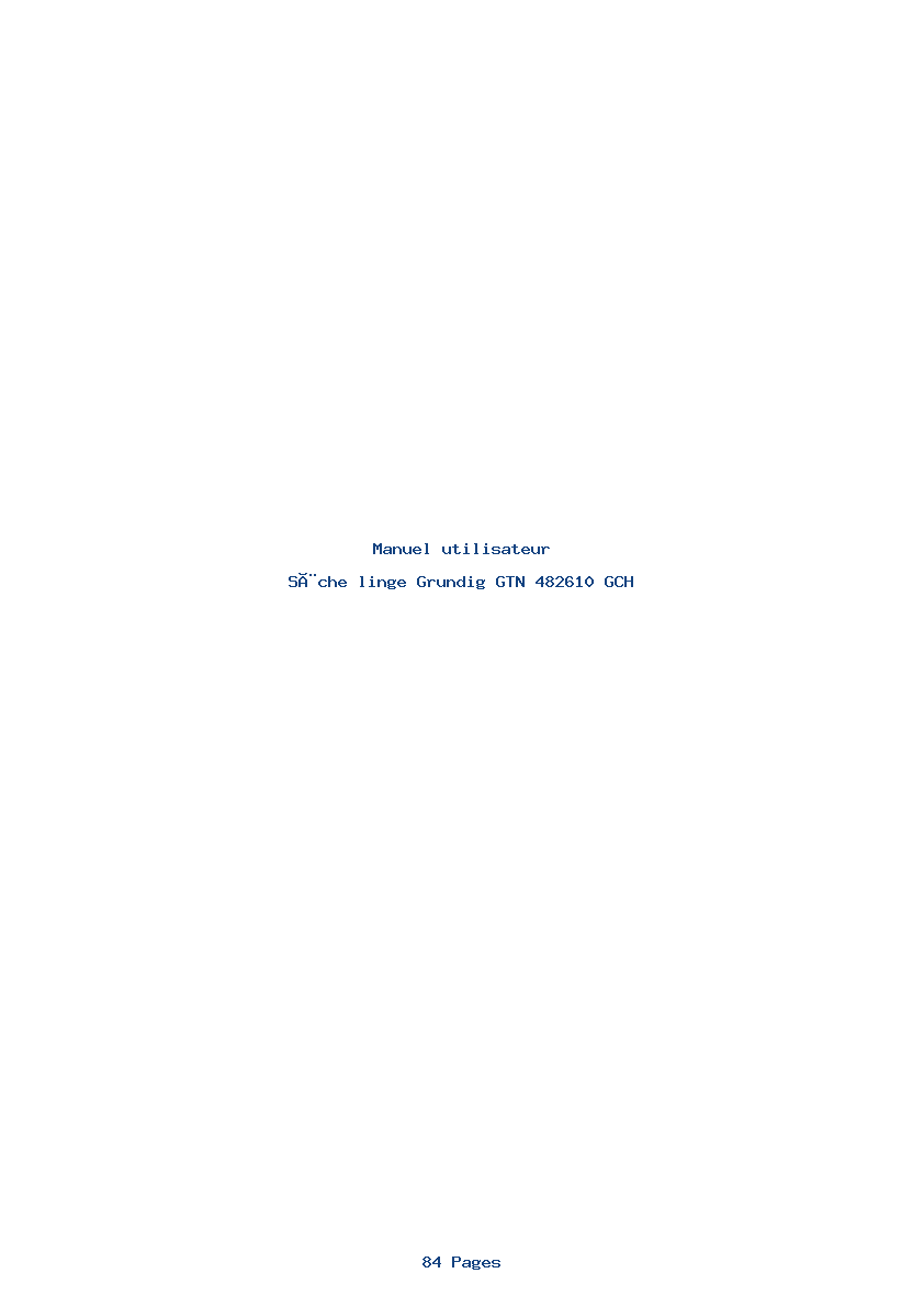 Page 1 de la notice Manuel utilisateur Grundig GTN 482610 GCH