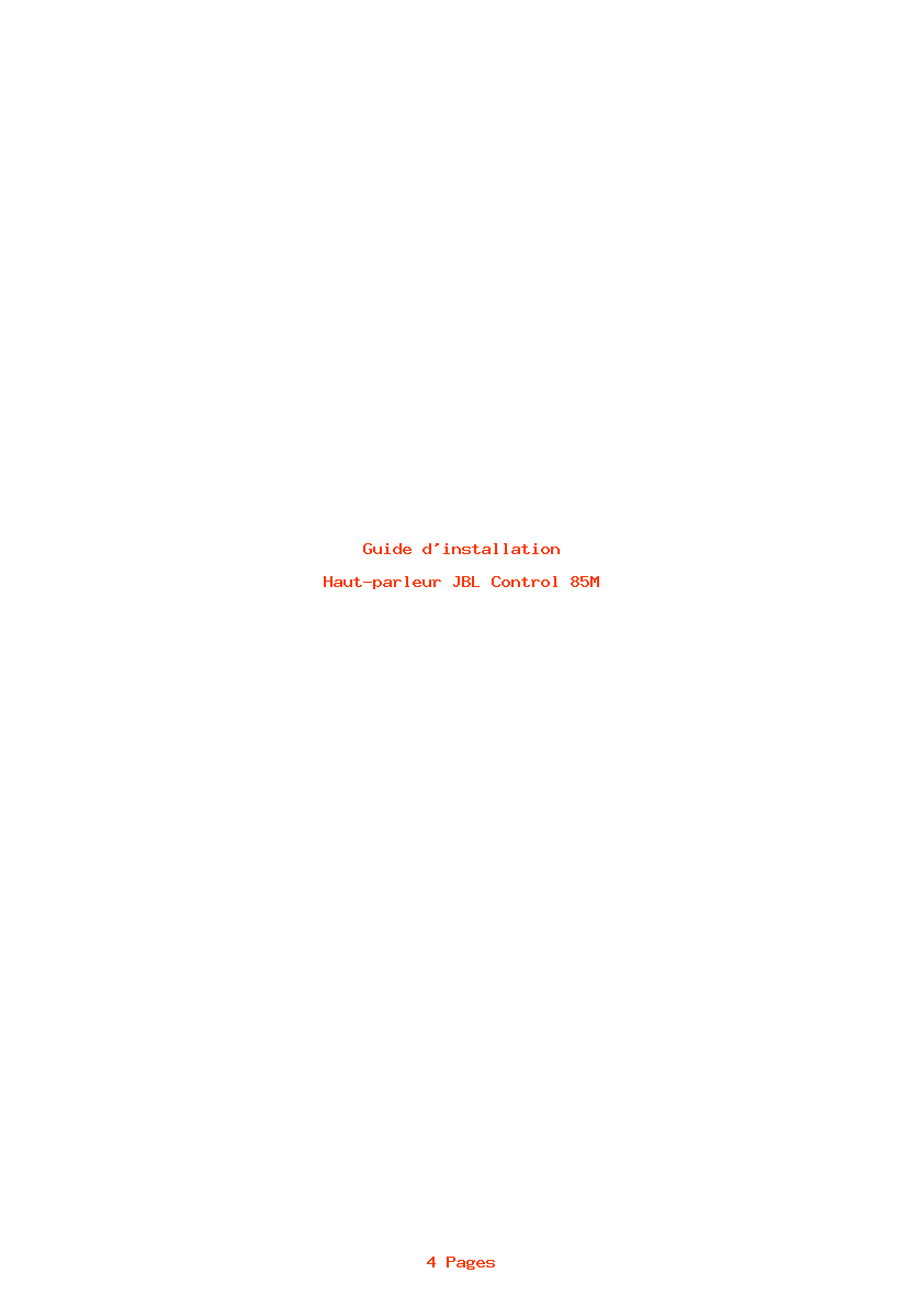 Page 1 de la notice Guide d'installation JBL Control 85M