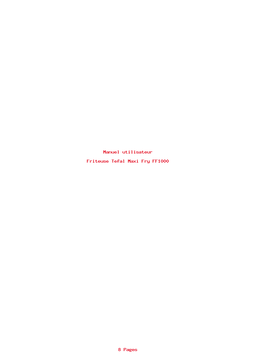 Page 1 de la notice Manuel utilisateur Tefal Maxi Fry FF1000