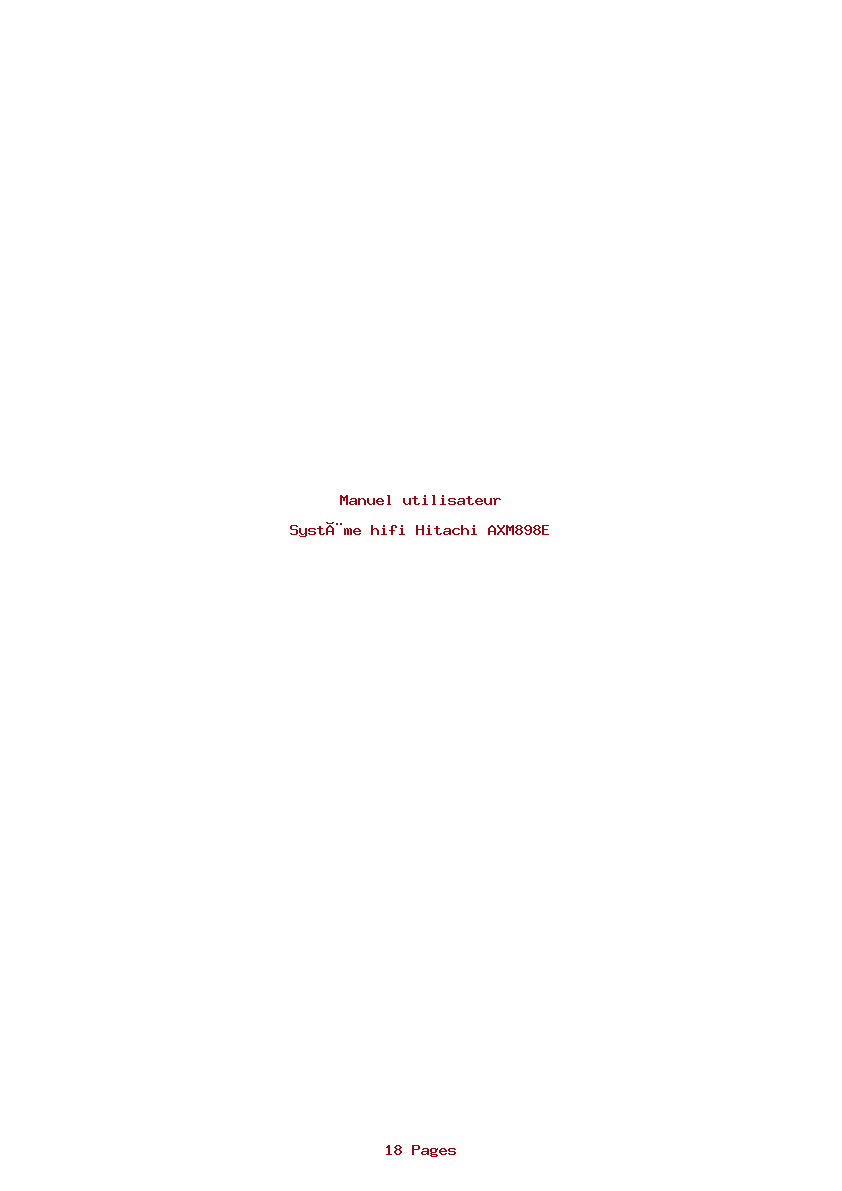 Page 1 de la notice Manuel utilisateur Hitachi AXM898E