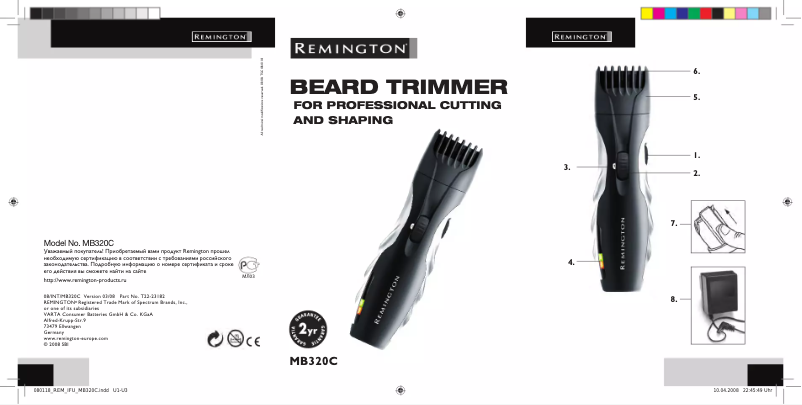 Page 1 de la notice Manuel utilisateur Remington Barba MB4555