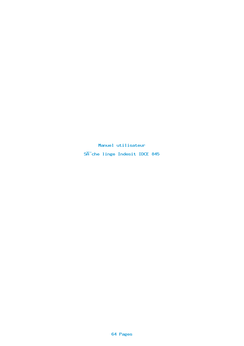 Page 1 de la notice Manuel utilisateur Indesit IDCE 845