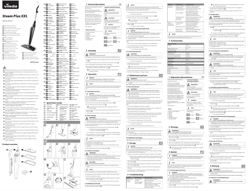 Page 1 of the manual User Manual Vileda Steam Plus XXL
