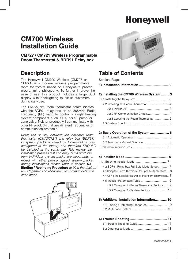 Page 1 de la notice Manuel utilisateur Honeywell CM727