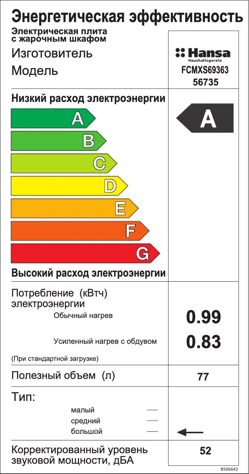 Page 1 de la notice Manuel utilisateur Hansa FCMXS69363
