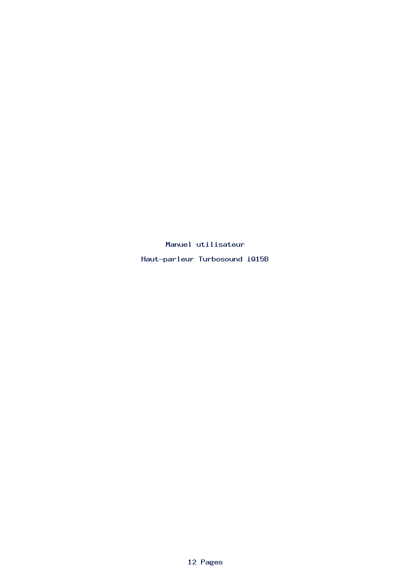 Page 1 de la notice Manuel utilisateur Turbosound iQ15B