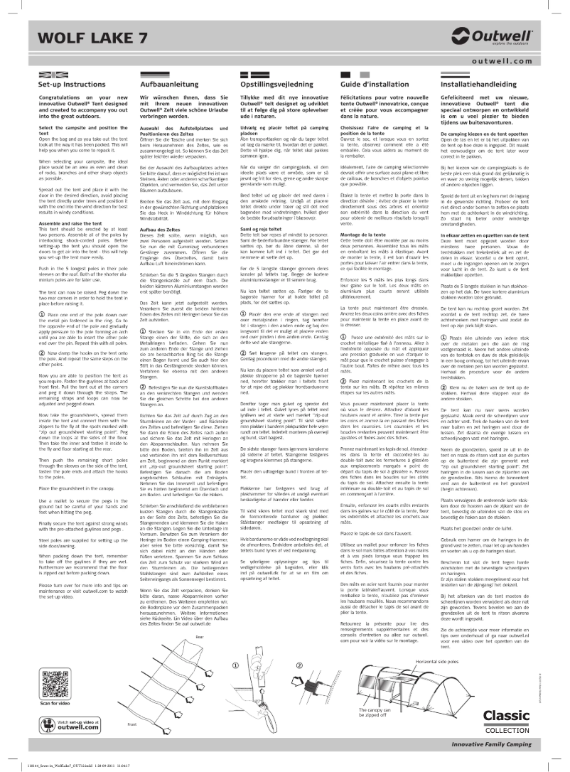 Page 1 de la notice Manuel utilisateur Outwell Classic Wolf Lake 7