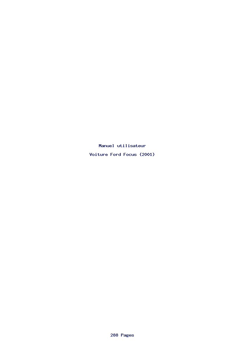 Page 1 de la notice Manuel utilisateur Ford Focus (2001)