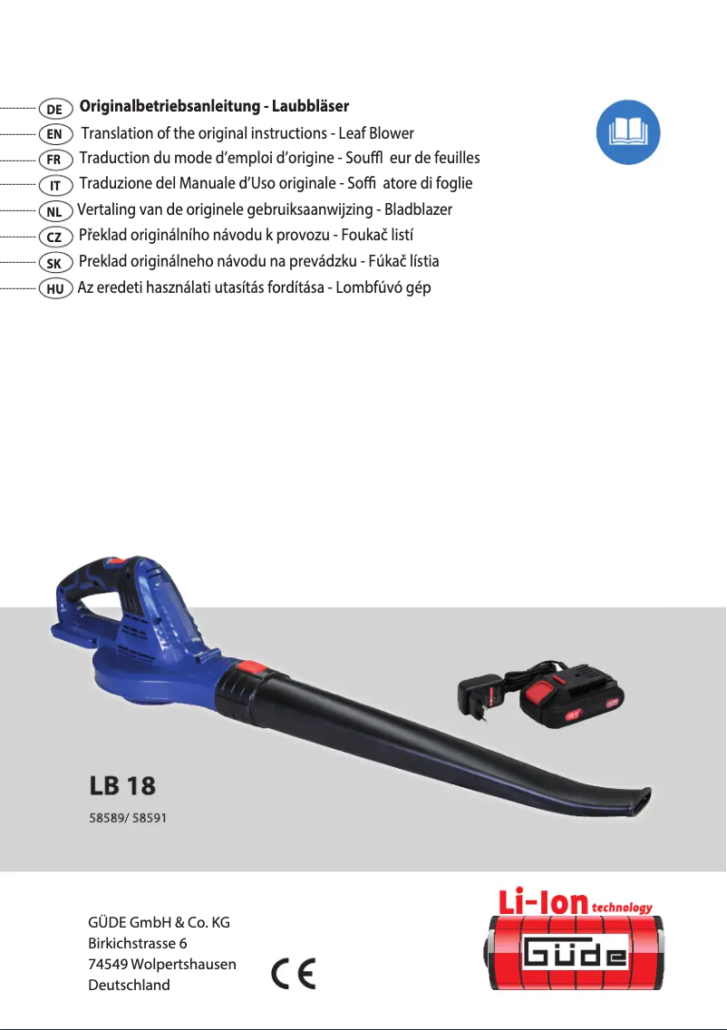 Page 1 de la notice Manuel utilisateur Güde LB 18-201-05