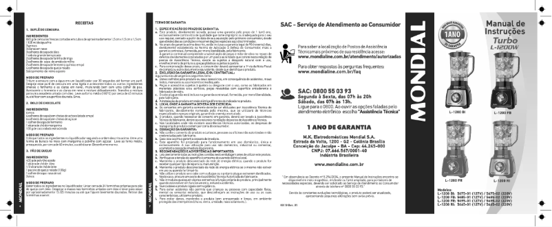 Page 1 de la notice Manuel utilisateur Mondial Turbo L-1200BI